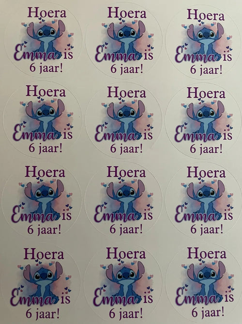 Traktatie stickers Stitch groot